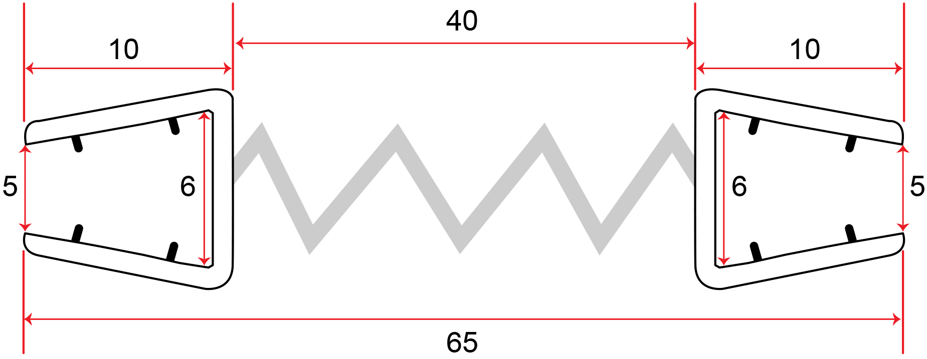 Muster von LC010 - Zieharmonika Falttüren Dichtung 4-6mm Glasstärke