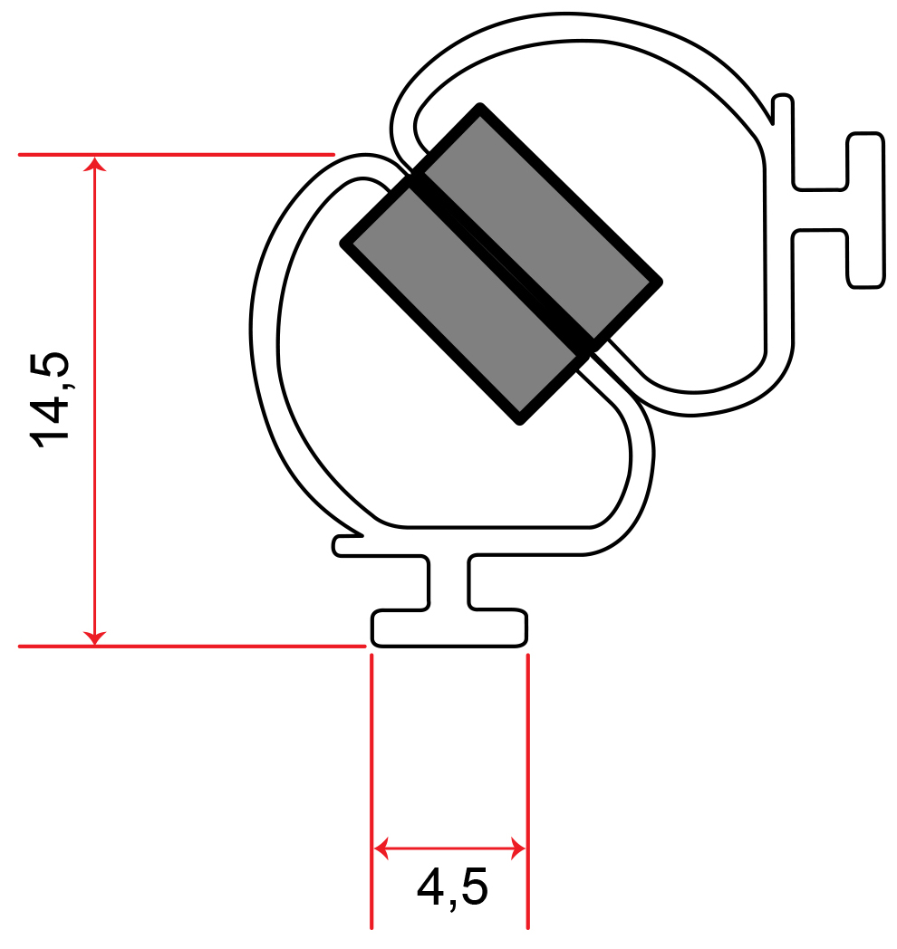 Muster von Magnetdichtung zum Einschieben 90°