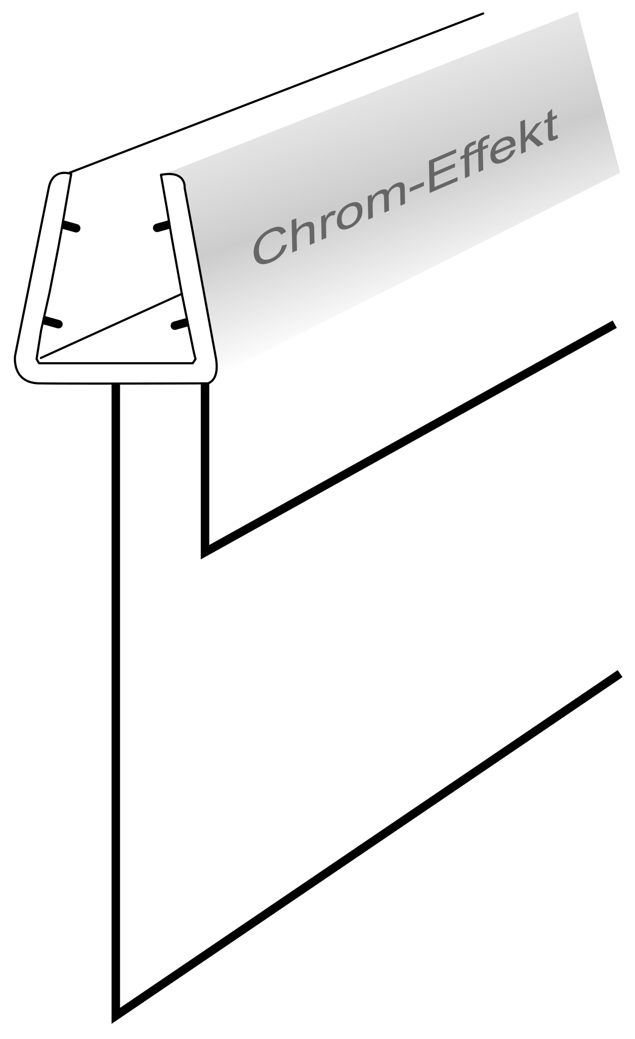 Wasserabweisprofil Chrom 5- 6mm mit Lange Lippe 30mm