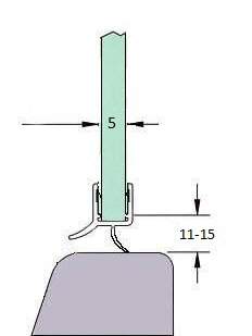 Muster von Wasserabweisprofil mit Lippe, 5 mm Glas