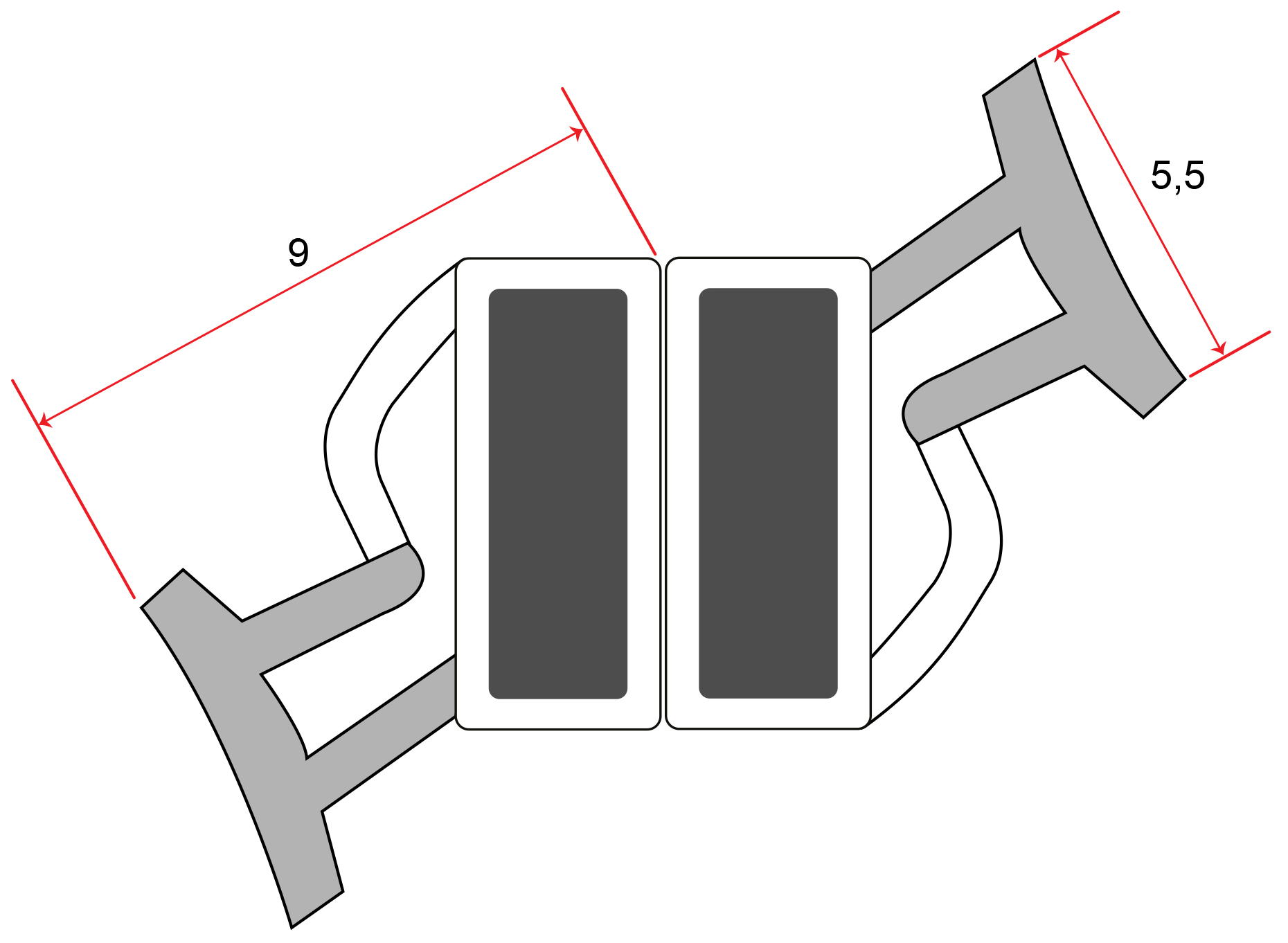 Einschubdichtung Dusar 180° oder 135°.