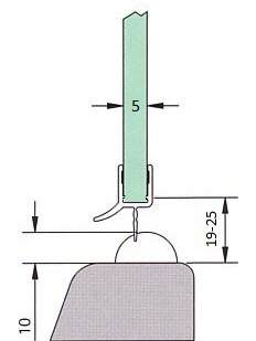 Muster von Wasserabweisprofil mit Lippe, 5 mm Glas