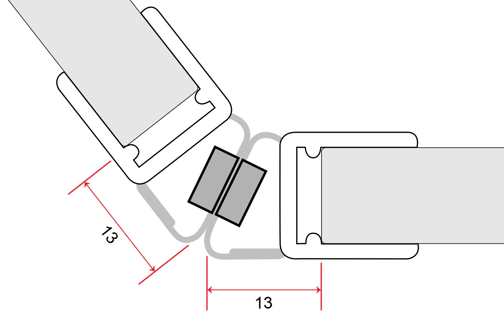 Musterprofil von Magnetprofil 135° für 5 mm Glasstärke