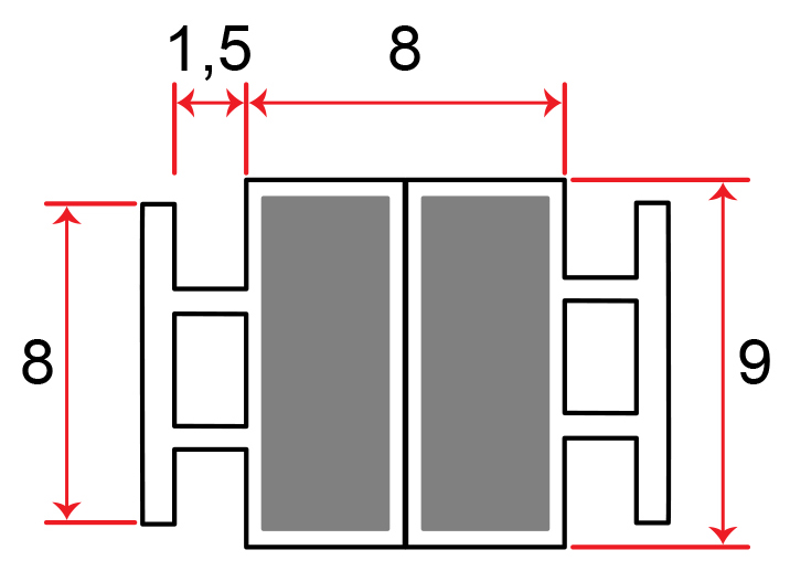 Muster von Einschubdichtung mit 8mm T-breite