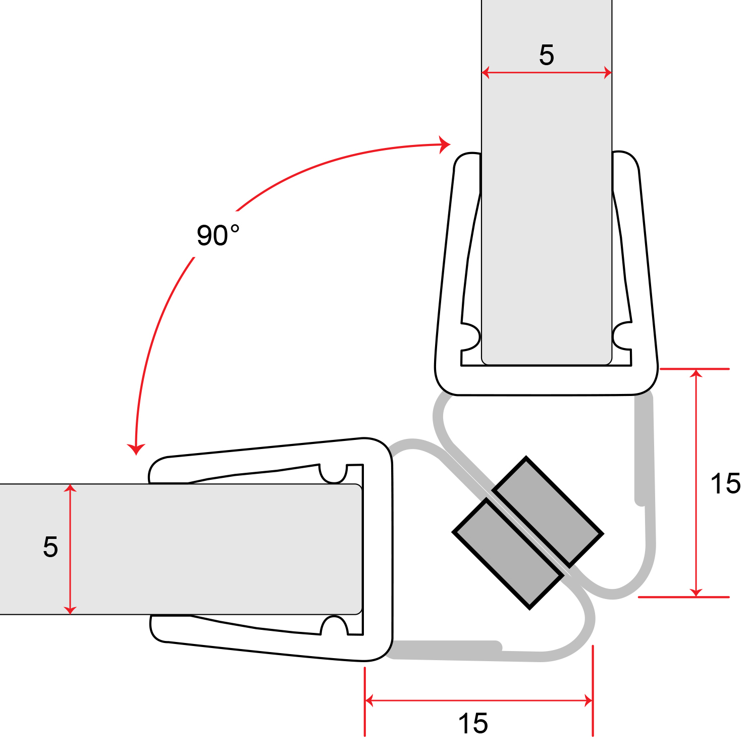 Magnet Duschdichtung 90° & 180° für Glas Stärke 5-6mm - 2000mm Länge - im Set Verkauft 1 x Links & 1