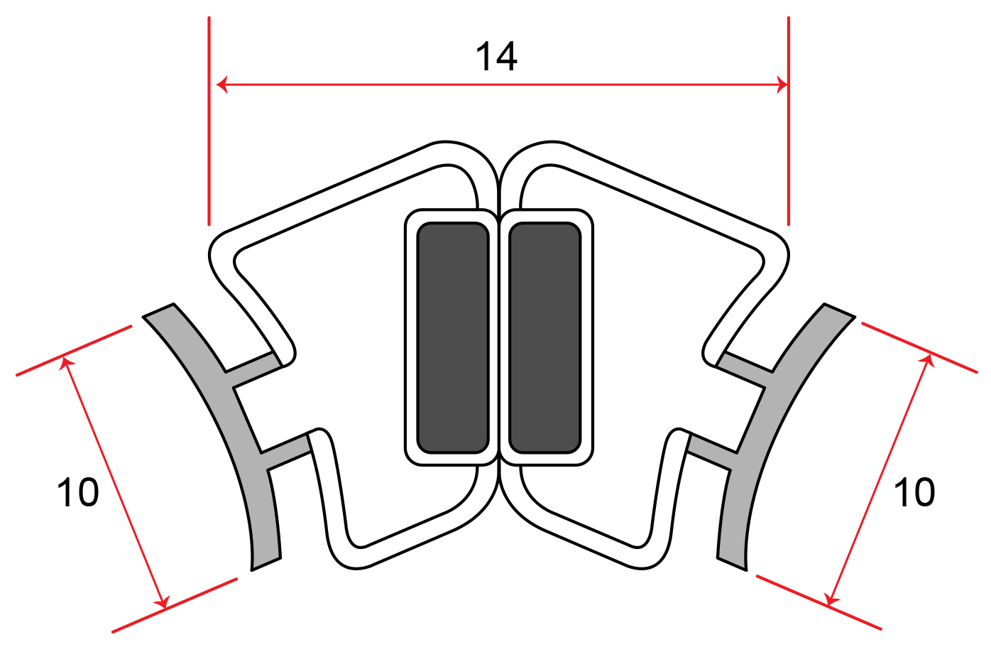 Einschubdichtung 135° zum einschieben 2m, im Set 1 x Links & 1 x Rechts, 135° oder 180° Ausführung
