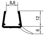 Seitl. Dichtprofil mit Lippe 135° für 10/12mm Glasstärke