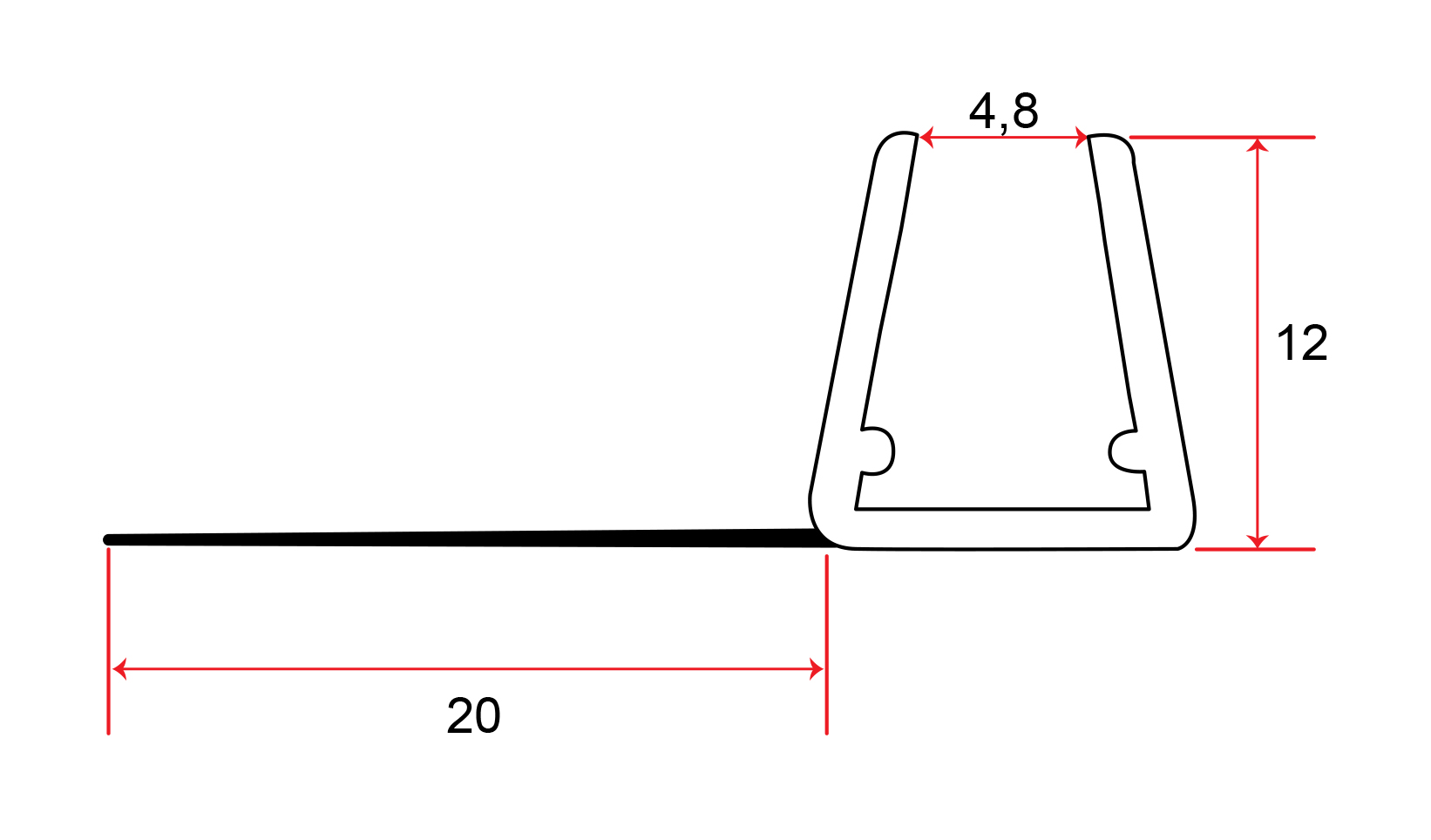 Schiebetürdichtung Länge 2000mm