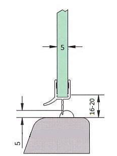 Muster von Wasserabweisprofil mit Lippe, 5 mm Glas