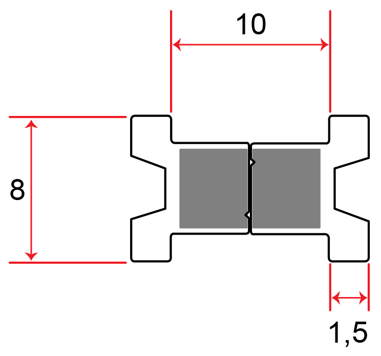 Magnetdichtung zum Einschieben 2000mm Lang, wird als Set 1xL & 1xR verkauft