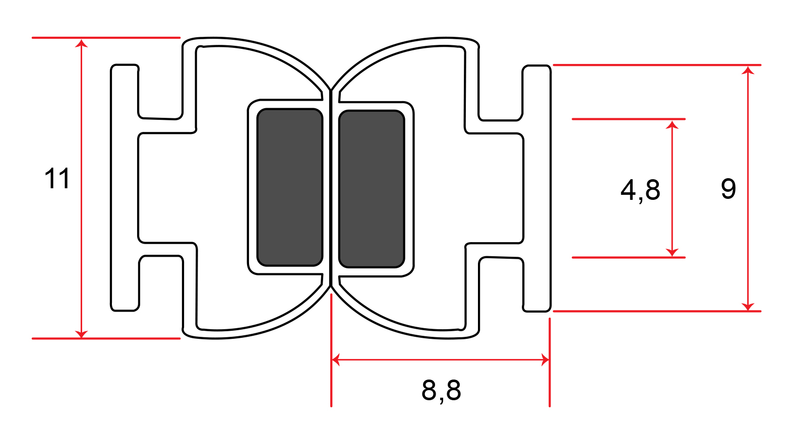 Einschubdichtung mit 9mm T-Breite 2m Lang wird als Set 1xL & 1xR Verkauft.