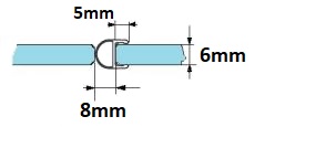 Balgdichtung mit kurzer Glaseinstand für 6mm Glasstärke